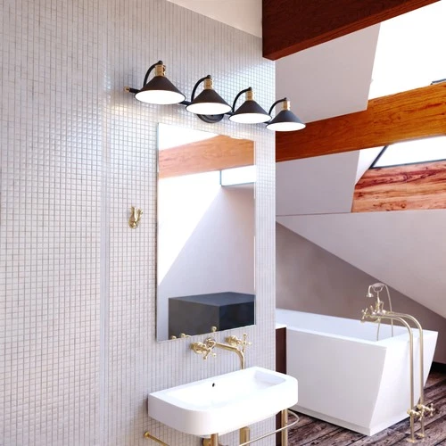 Vaxcel Lighting W0437 Akron 38"W 4 Light Vanity Light - Matte Black / Natural - Picture 8 of 9