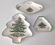 3 Pieces Spode Christmas Tree, Nut Dish, Tria...
