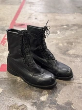 Vintage 1991 Addison Shoe Military Boots Black 9.5 EE Grunge Punk Combat