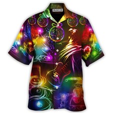 Christmas Dancing Santa Claus Tree Snowman Neon Light Style Hawaiian Shirt