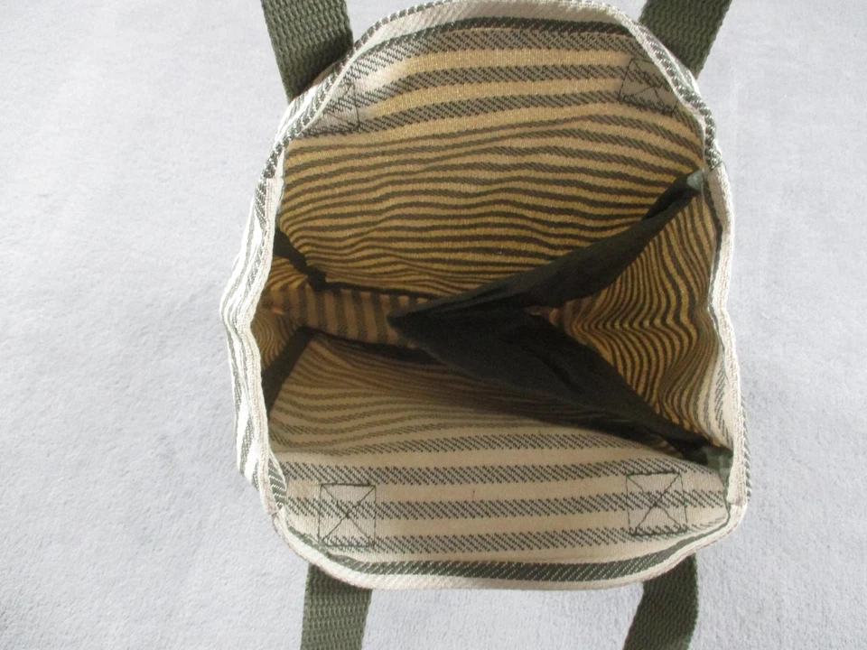 Thirty-One Twice As Nice Tote Bag Womens Olive Twill Stripe Canvas Striped AD78 - Image 2 of 4