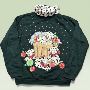 Vintage Basic Editions Sweater Youth Medium Black Dalmatian Turtleneck 90s