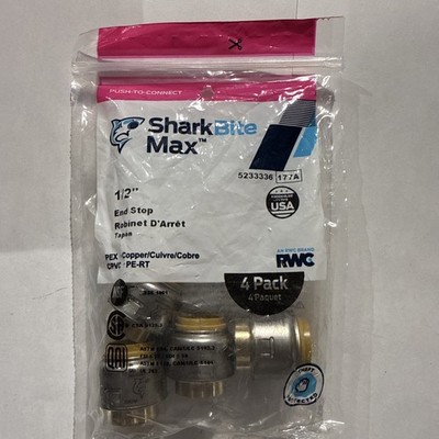 SharkBite Max 1/2'' End Stop 4 Pack   Made In U.S.A.   #5233336