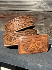 Vintage Thunderbird Leather Belt Western Rockabilly Trading Post Souvenir
