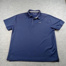 Under Armour Polo Shirt Mens 2XL Blue HeatGear Golf Loose Performance Stretch