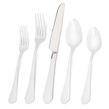 White Silverware Set, 20-Piece Stainless Steel Flatware Set, Kitchen Utensil ...