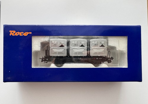 ROCO 66263 Behältertragwagen mit 3 Ekrt-Containern, SBB CFF, Epoche 3, OVP, NEU | Zustand: Neu