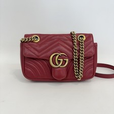Gucci GG Marmont Small Red Full Calfskin Shoulder Crossbody Bag Duty Paid