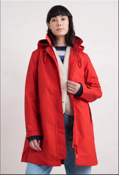 Seasalt Red Cloudburst Waterproof Mac TALL 10 Tomato Colour Pop for Dreary Days! image 2