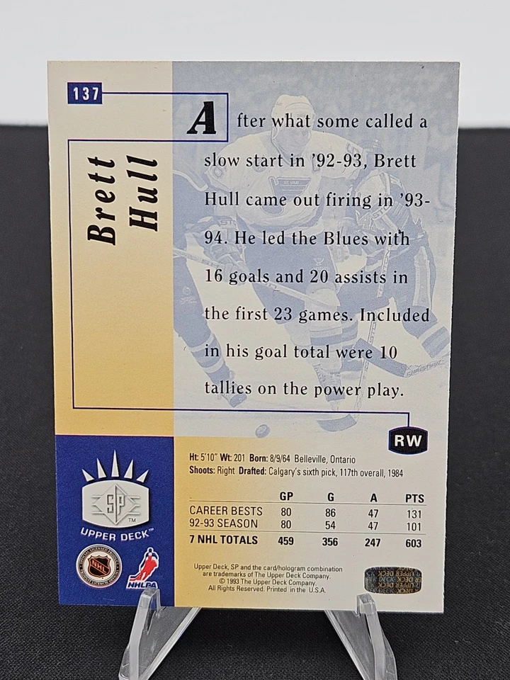 1993-94 Upper Deck SP Inserts Brett Hull St. Louis Blues #137 NHL - Image 2 of 2