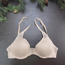 ThirdLove Bra Womens 32C 1/2 Beige 24/7 Classic Contour Plunge Underwire Mesh