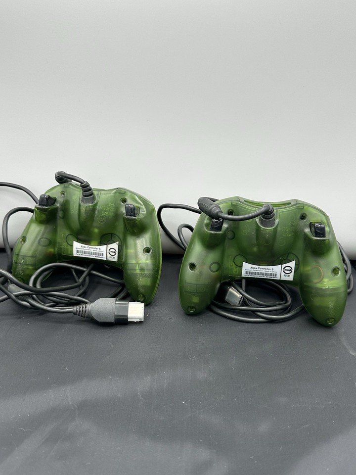 Microsoft Original Xbox S Two Clear Green Two Video Game Controllers | eBay