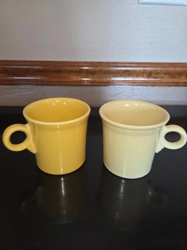 Set of 2 Fiesta Ware Coffee Mugs Ring Handle Homer Laughlin HLC USA Cups