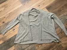 Autumn Cashmere 100 Pure Cashmere Open Front Cardigan Sweater Gray Women's S
