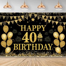 40th Birthday Decorations for Men Women Happy 40 Years Banner Backdrop