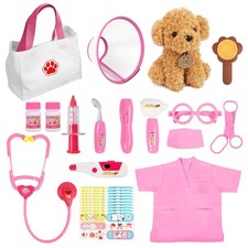 Doctor Kit for Toddlers Age 3 4 5 6, 26 Pcs Doctor Playset with Dog Toy, Stet...