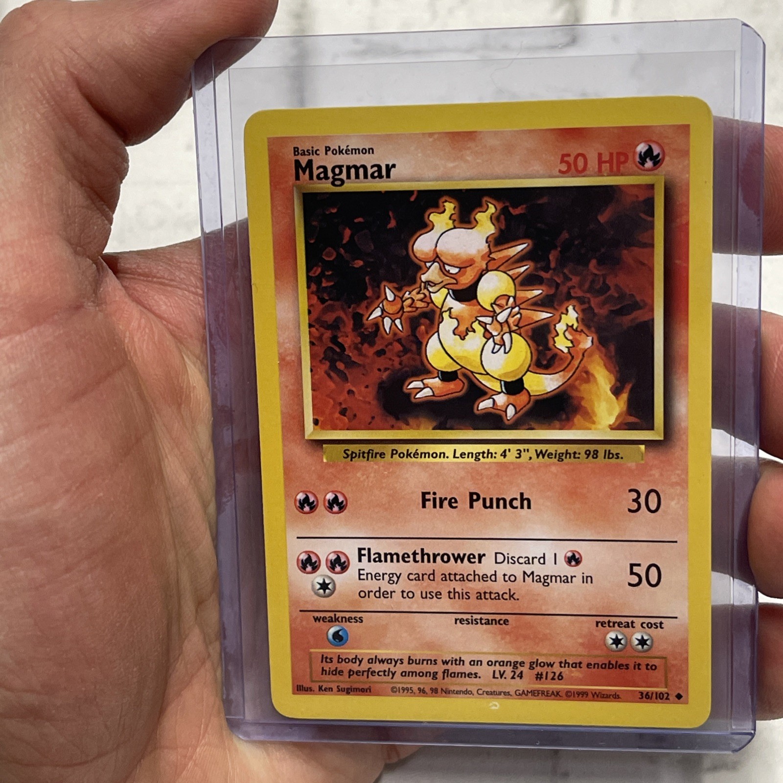 Magmar 36/102 Base Set Original Pokemon Card 1999 TCG WOTC Non Holo NM Vintage