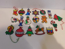Vintage Lot of 18 Stained Glass Christmas Ornaments