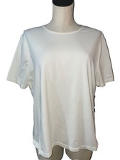 St. John Sport Essentials Women’s T-Shirt size L Ivory Crew Neck made in USA