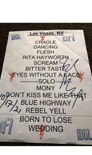 Billy Idol Setlist Signed Beckett Zertifikat Autograph Signature LAS VEGAS 21