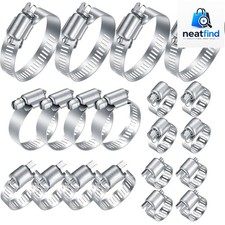 20Pcs Adjustable Stainless Steel Hose Clamps Assortment Kit 1/4-2in6-51mm