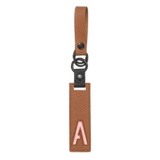Initial Letter Keychain, PU Leather Alphabet Keychain Brown Letter-A 