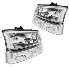 Headlight Assembly Clear Lens Chrome Housing Clear Reflector Chrome-Clear