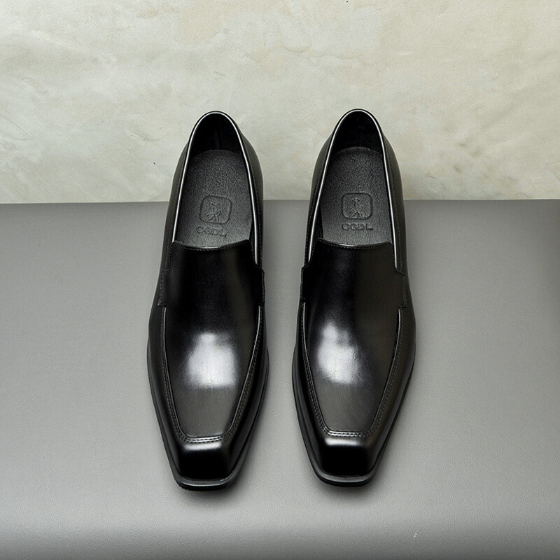 SAOLA Oxford uomo vera pelle punta quadrata tacco alto 5 cm scarpe eleganti festa formali