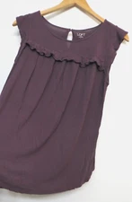 Loft Outlet Shirt Women Large Purple Short Sleeve Pullover Stretch Festival Boho