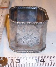 VICTORIAN SILVER PLATE FLORAL DESIGN NAPKIN RING
