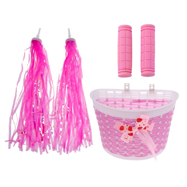 Pink Kids Girls Bike Streamers Tassels Handlebar Grip Covers Scooter