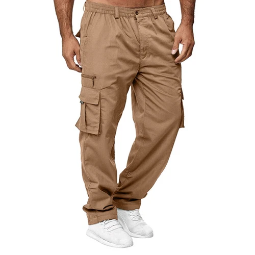 Mens Cargo Pants Lightweight Casual Summer Pants Pocket Elastic Waist Belt - Picture 4 of 19