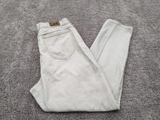 LEE Jeans Womens 16 MED High Rise Mom Jeans Off White Stain 