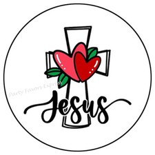 JESUS HEART CROSS ENVELOPE SEALS LABELS PARTY FAVORS STICKERS