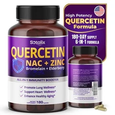 Quercetin 98% w/ Bromelain Zinc D3 Elderberry for Immune & Heart – 180 Caps