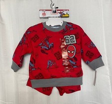 Marvel Spider-Man Boy's Long Sleeve 2 Piece Short Set Choose Size 18M - 5T