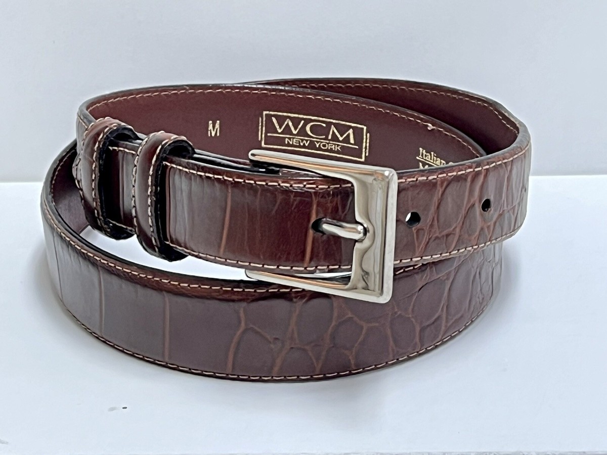 Vintage WCM New York Belt Women M Brown Leather Silver Tone  display picture 2
