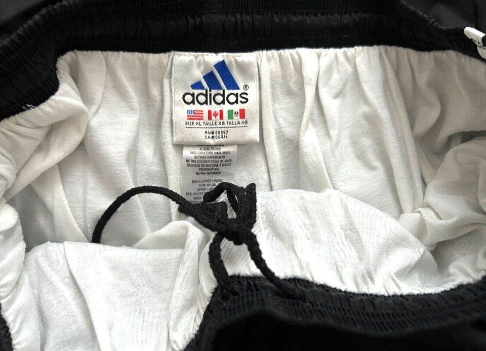 Vtg 90s ADIDAS WINDBREAKER/RAIN TRACK PANTS STRIPES NYLON BAGGY Zip