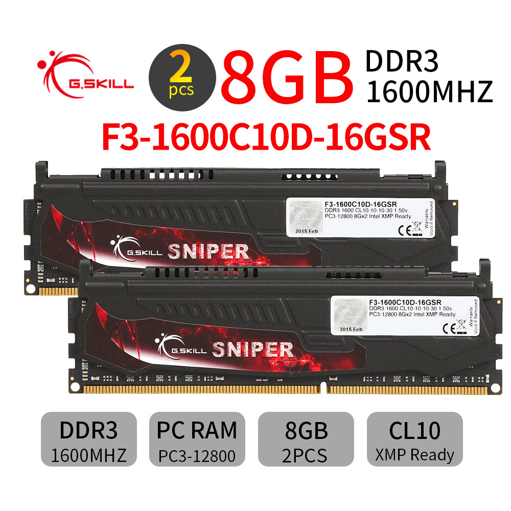 8 Go RAM DDR3 G.SKILL - 4x2 Go, 1600 MHz, Refroidissement Rouge, Occasion En Très Bon état