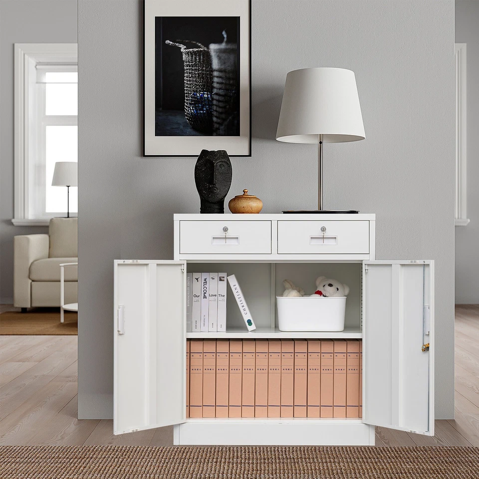 CJF Locking Metal Storage Cabinet with 2 Doors and Drawers for Office/Garage - Image 3 of 4