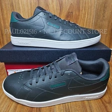 REEBOK Men's Court CLN Tennis Sneakers Shoes ~ Dark Gray/ Green