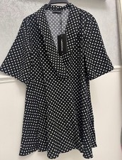 Pretty Little Thing - Black Polka Dot Dress - Size 6