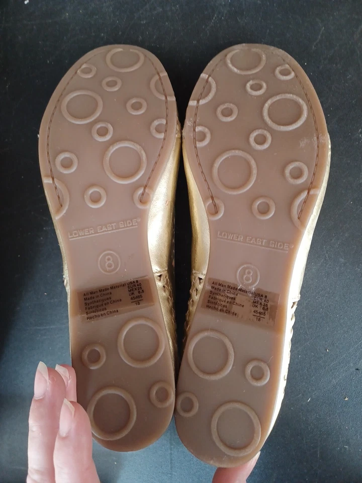 Zapatos planos de cuero dorado Lower East Side para mujer 8 nuevos en caja - vintage Foto 3 de 4