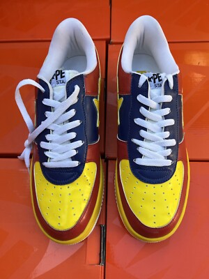 A BATHING APE BAPE STA LOW FS-001 Yellow/Red Patent Leather