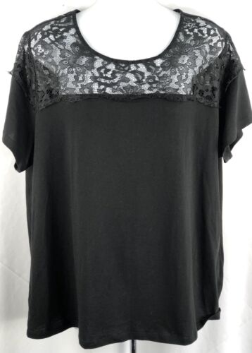 Cato Lace Babydoll Top 18/20W Blk Scoopneck ShortS