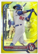 DIEGO CARTAYA 2022 BOWMAN CHROME PROSPECT YELLOW REFRACTOR ROOKIE CARD RC /75💥