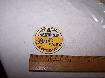 Vintage BECK'S DAIRY Grade A Pasteurized Milk Bottle Cap E. AMHERST NEW YORK NY