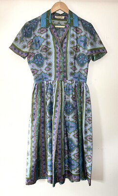 Vintage 1960s Shirtwaist Dress Purple Green Blue Silk? Union 28" W **AS IS** | eBay Vintage 1960s Shirtwaist Dress Purple Green Blue Silk? Union 28" W **AS IS** | eBay