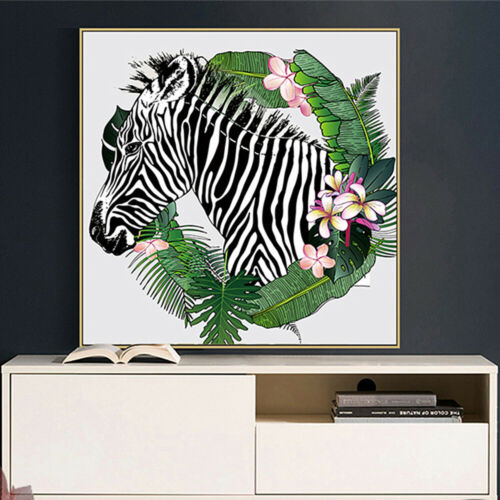 Art Silk Canvas Poster Zebra Tropical Painting Modern Wall Decor No Frame S632 - Afbeelding 1 van 7