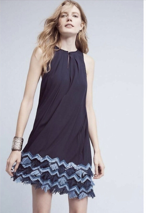 by anthropologie sleeveless ruffled a-line mini dress Anna Sui Sleeveless Ruffled Mini Dress